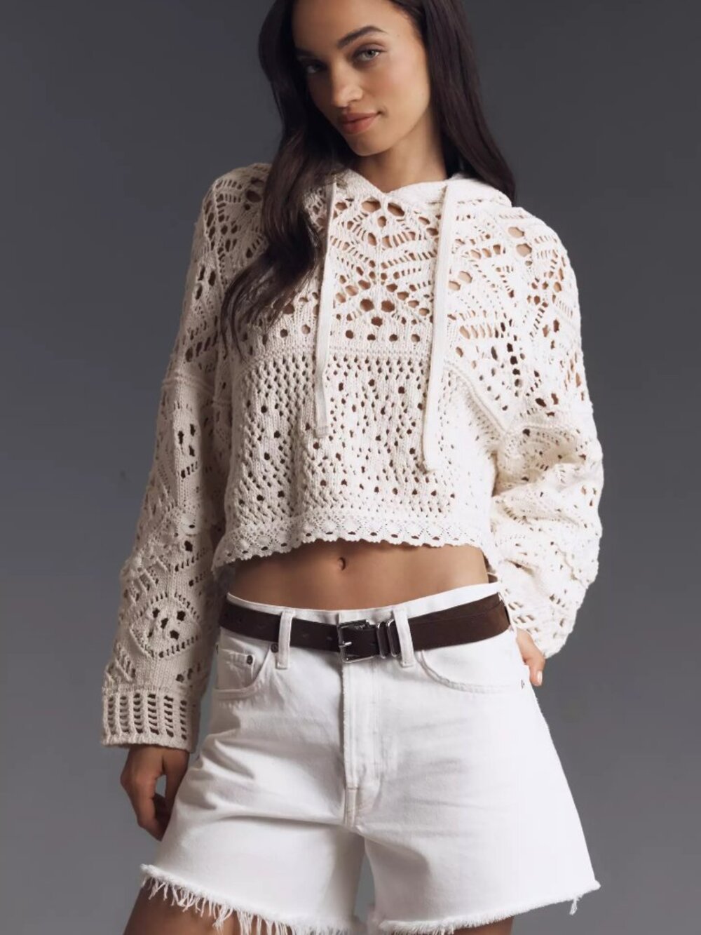 AGOLDE Parker Denim Long Shorts Color: Panna Cotta (white) size 28 - Picture 7 of 10